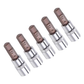 TA-VIGOR 5Pcs Hex Bit Socket, 1/4" Drive x H6 (6mm) Allen Key Socket, Premium S2 Steel Bits, Hex Bit with 38mm Length for Ratchet Wrench, Torque Wrench, Slide Bar, Impact Power Drills