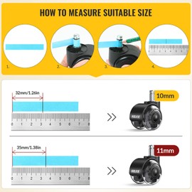 HOLKIE Office Chair Wheels Grey Dual Rubber 2 Inch Replacement Smooth Quiet Rolling Casters Universal Fit Casters 11x22mm, Wheels-Set of 5 for Hardwood Floors Carpet Computer Gaming