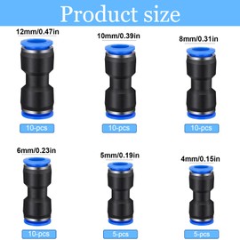 BDHYYM Pack of 50 Straight Pneumatic Connectors Pneumatic Fittings Push in Quick Coupling Connector Pneumatic Connector for Air Water Hose Connection 4/5/6/8/10/12 mm