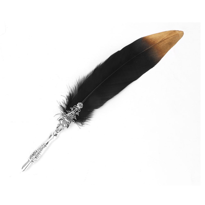 Vintage Classical Fountain Pen Feather Quill Dip Pen Ink Bottle