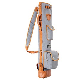 Thorza Sunday Golf Bag for Men and Women - Vintage Canvas and Leather Stores Balls, Tees, and Clubs – 2 Zippered Pockets, Name Tag ID and Leather Tee Holder - Lightweight and Elegant Golf Carry Bag