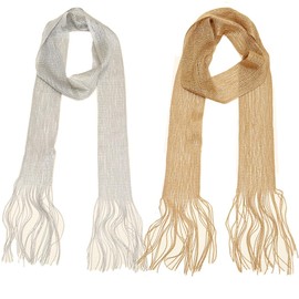 LMVERNA Sparkling Metallic Scarf for Evening Party/Wedding/Formal Dresses (Gold + Silver)
