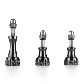 TNP for GoPro Thumb Screw Set (Black) - Aluminum Alloy Thumbscrew for GoPro Max, Hero Session, Hero 13/12/11/10/9/8/7/6/5/4/3+/3/2, SJCAM, DJI Osmo, AKASO, Campark, Insta360 – 3pcs (1 Long, 2 Short)