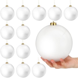 Zubebe 12 Pcs Large Christmas Ball Ornaments Giant Plastic Christmas Ball Outdoor Hanging Decorations UV and Water Resistant Ball for Holiday Party Decorations Christmas Tree(White,6 Inches)