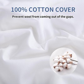 YMLIVE Summer Lightweight Wool Comforter Queen Size, 100 GSM Thin Duvet Insert, Breathable Light Down Alternative Comforter, Noiseless Cotton Shell(White)