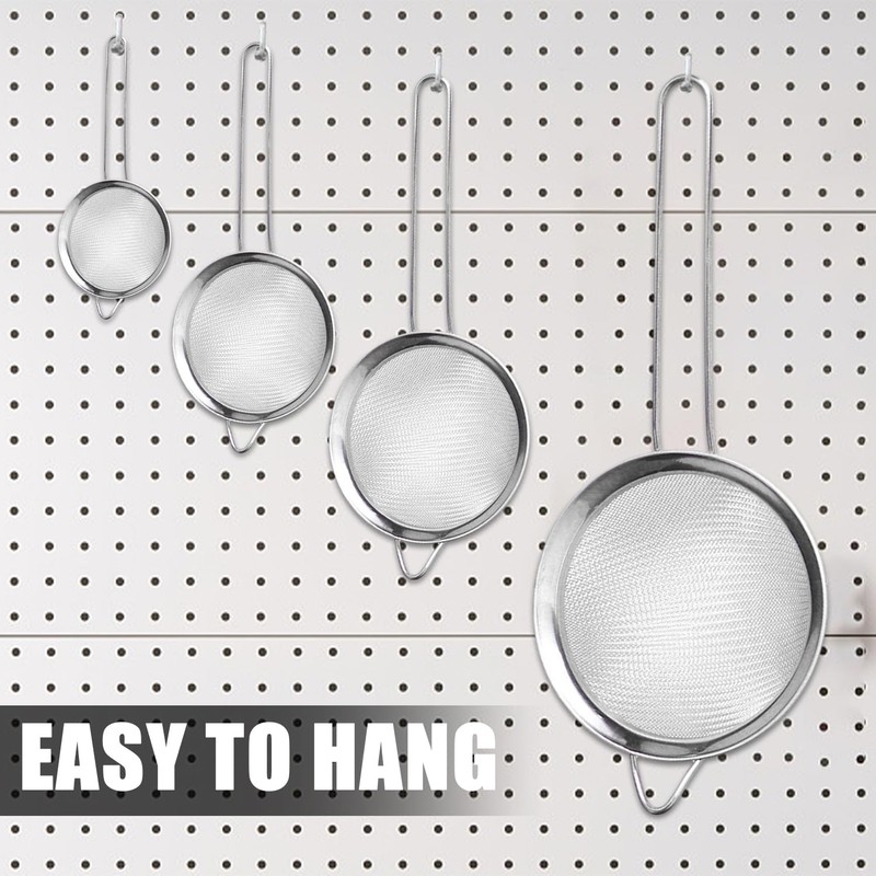 4-Piece Strainer Set with 4 Hooks, Stainless Steel Strainer, Kitchen