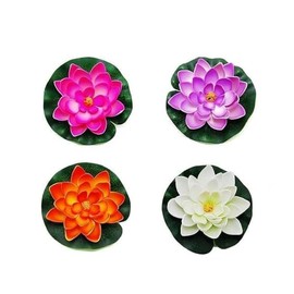 YuanHolumid 4Pcs Artificial Flowers Water Lily Foam Lotus Flower Pond Decor for Pond Patio Garden Pool Garden Accessories Creative Artificial Plants and Flowers