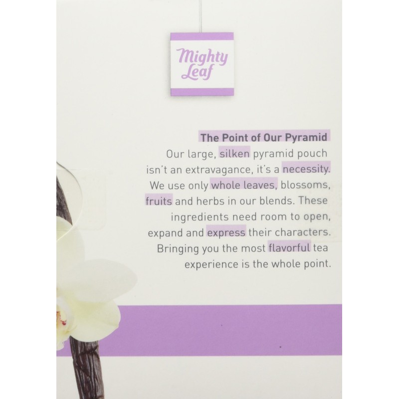 Mighty Leaf Whole Leaf Tea, Vanilla Bean, 15 Tea Bags