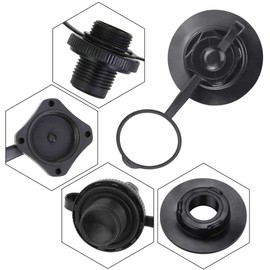 BUZIFU 2pcs Air Valve Inflatable Boat Spiral Air Plugs One-Way Inflation Replacement Anti-Leakage Bungs Screw Valve Airbed Plug Replacement for Rubber Dinghy Raft Kayak Pool Boat Airbeds,Black