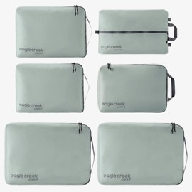 Eagle Creek Pack-It Isolate Extended Stay Set - Includes Shoe Sack, M Clean/Dirty Cube, 2x M Isolate Cube & 2x L - Travel Essentials - Storm Grey