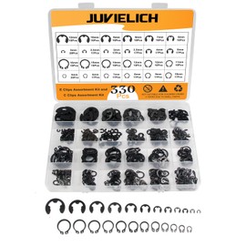 330PCS Snap Rings Assortment Kit, E Clips Assortment Kit (2MM-12MM) and C Clips Assortment Kit (5MM-16MM), 24 Sizes External Retaining Rings Carbon Steel Circlip Snap Ring Kit