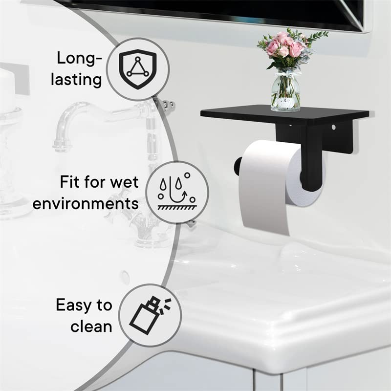 Toilet Paper Holder with Natural Marble Shelf for Bathroom Washroom,Wall