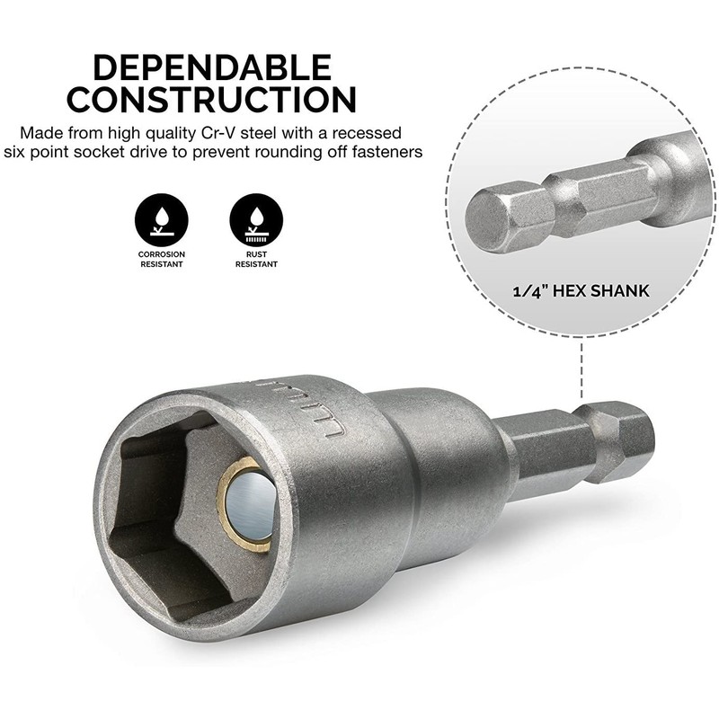 Utoolmart 1/4" Quick-Change Hex Shank 7mm Nut Setter Driver Drill