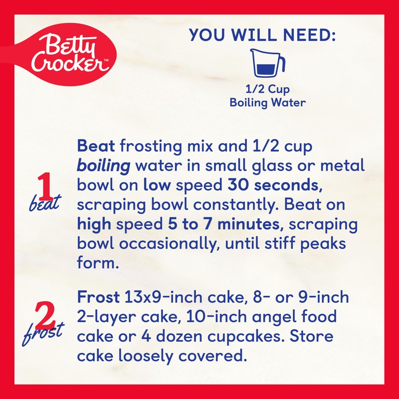 Betty Crocker HomeStyle Fluffy White Frosting Mix, 7.2 oz. (Pack