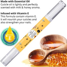 Leche Y Miel Pura Cutícula Y Aceite De Uñas Pluma 2Ml Cura Secas Las Cutículas Agrietadas.