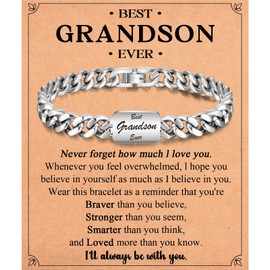 IKIATY Grandson Bracelet Gifts from Grandma, Stocking Stuffers for Teens Adult, Birthday Valentines Day Easter Basket Stuffers Christmas Graduation Gifts for Men Teenage Boys Him