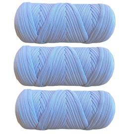 3 Pack 600g Polyester Blanket Yarn t Shirt Yarn Tshirt Yarn for Crochet t-Shirt Yarn Fabric Yarn T-Shirt Crochet Yarn for DIY Knitting Crochet Cloth Blanket Bag Dolls (3 Pack,Sky)