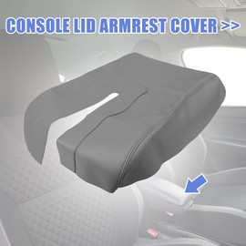 X AUTOHAUX Car Center Console Lid Armrest Seat Box Cover Protector Replacement Microfiber Leather for Toyota Tundra 2014-2019 Gray