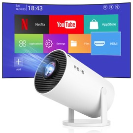 2025 Upgraded HY300 PRO+ Mini Portable Projector,Smart Projector with Android 11.0, 200 ANSI Lumens, Short Focus, WiFi6 + BT5.0, Support 4K 1080P Decoding, for Outdoor Camping,Home Theater
