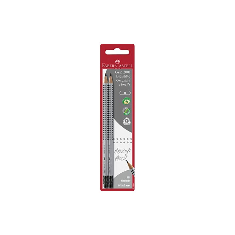 FABER-CASTELL Grip 2001 117291 Pencil Set, Two Pencils Hardness B