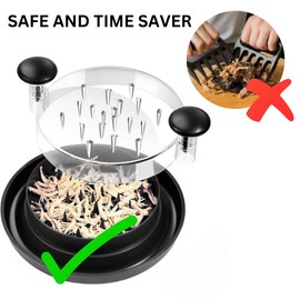 Chicken Shredder Tool Twist Large – Chicken Breast Shredder with Ergonomic Handle, Anti-Slip Base, BPA-Free, Includes Brush & Fork - Perfect for Chicken, Pork, Beef (black)