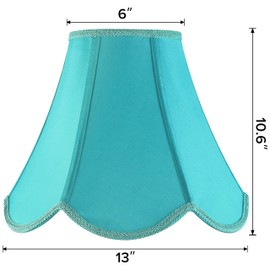 GO&SO Scalloped Lamp Shade Teal Lamp Shade -Bell Lampshades 6x13x10.6"(Spider) Petal Edge Braid Barrel Lamp Shades for Table Lamps&Floor&Bedside Lamp,Fabric Replacement Lamps Shades -Easy Assembly
