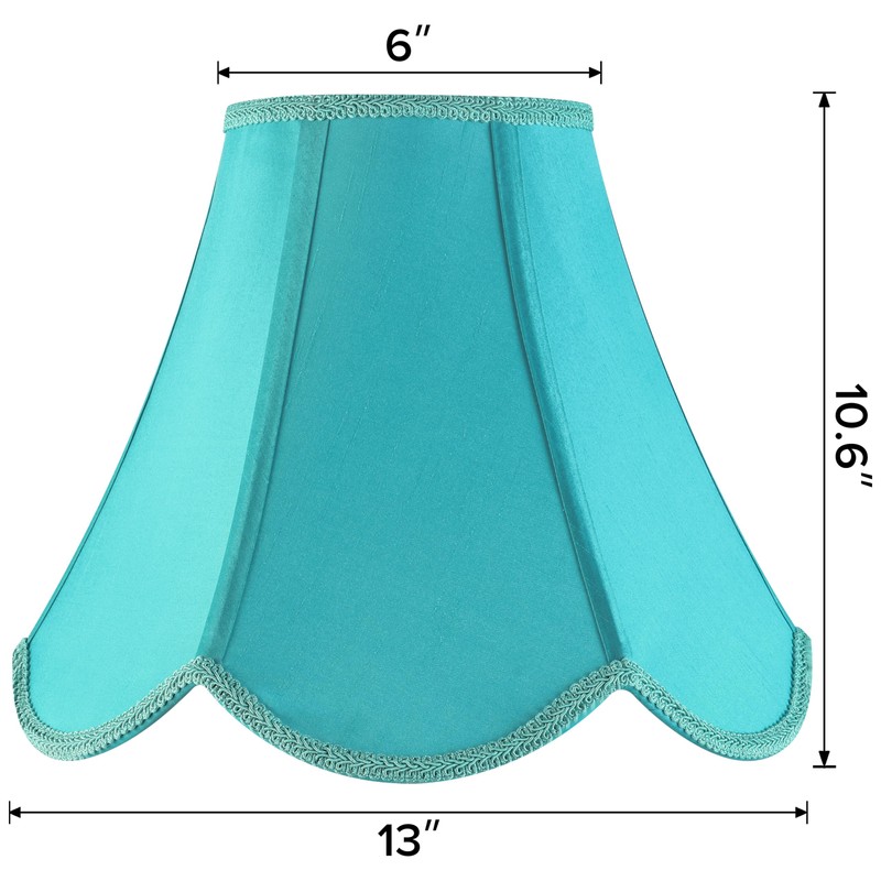 GO&SO Scalloped Lamp Shade Teal Lamp Shade -Bell Lampshades 6x13x10.6"(Spider)