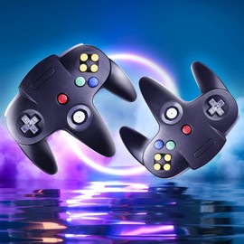 Classic 64 Wired Controller Joystick for N64 Game System N64 Console (2Packs, Black)