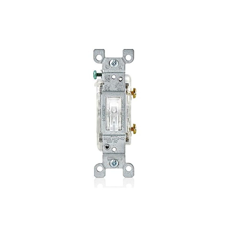 Leviton 15-Amp Toggle LED Illuminated Single-Pole Switch, L1461-2C, Clear