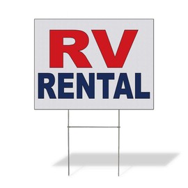 Fastasticdeals Weatherproof Yard Sign Rv Rental Red Blue Auto Car Repair Shop Lawn Garden 18x12 Inches 1 Side Print