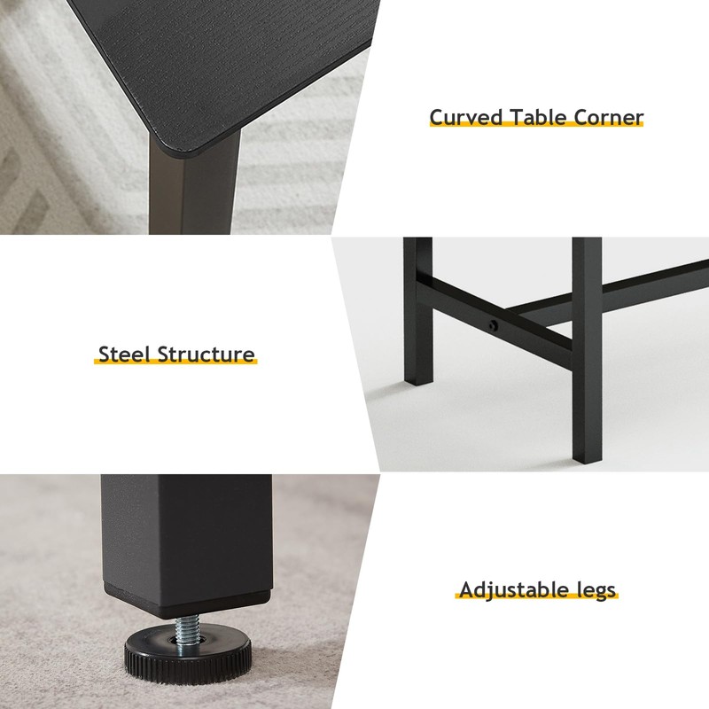 Rovibek 43" Dining Table Benches Set for 4, Modern Space