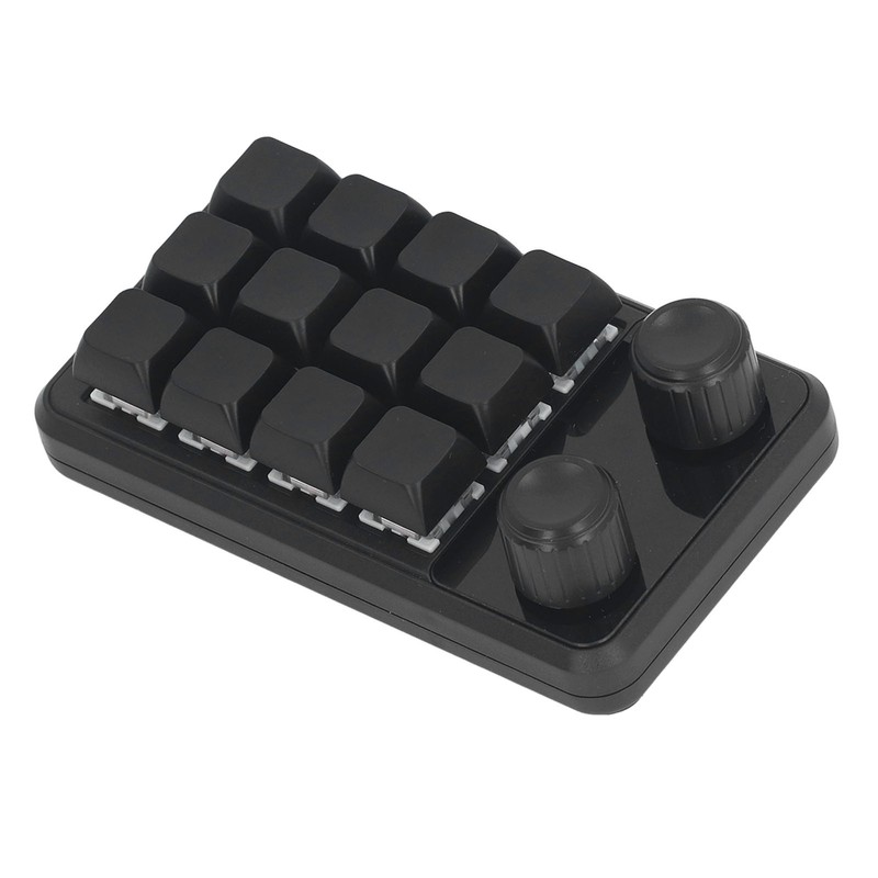 Mini Gaming Keypad 12 Keys 2 Knobs Blue Switch Black