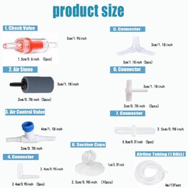 LxcshLjx Standard Aquarium Air Pump Accessories Set, Fish Tank Accessories, Standard 13 Feet Transparent Airline Tubing, 20 Connectors, 10 Suction Cups, 5 Air Stones, 5 Check Valves, 5 Control Valves