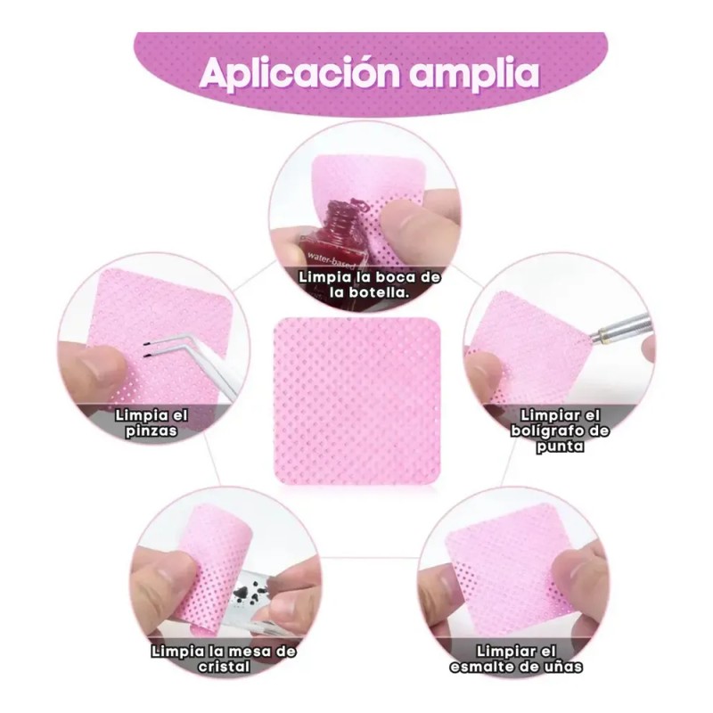 Toallas de limpieza para extensiones de pestañas 400 pzs color