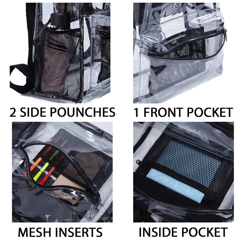 Vorspack Clear Backpack Heavy Duty PVC Transparent Backpack with Reinforced