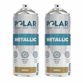 Polar Metallic Gold Spray Paint - 2 x 400 ml | Multi-Purpose Interior & Exterior Use | Ideal Gold Spray Paint For Metal, Wood, Glass, Plastic, Ceramics & Ornaments | Quick Drying | Easy to Apply
