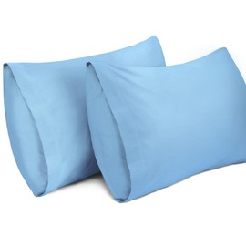 Lirex 2 Pack Pillow Cases, 100% Cotton Breathable Pillowcases Pillow Covers, 50 x 75 cm Queen Size, Sky Blue