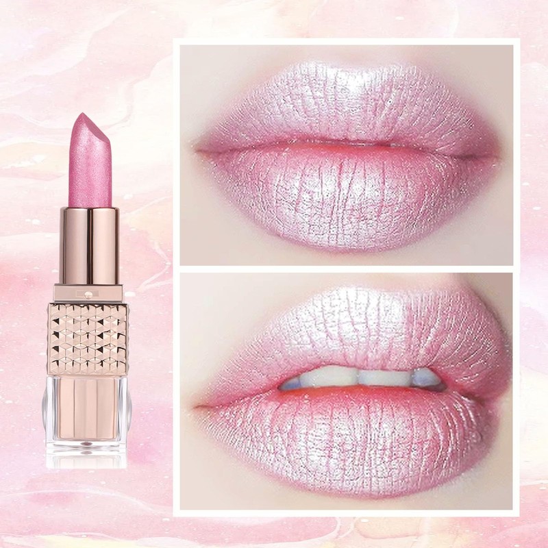 Shimmers Lipstick Pearl Pink Color Lip Stick, Glitter Metallic Bright