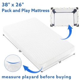 Pro Goleem Pack and Play Mattress (38"x26"), Waterproof Pack n Play Mattress Pad with Carry Bag, Soft Playard Mattress for Babies and Toddlers