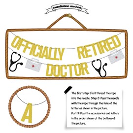 Officially Retired Doctor Banner, Officially Retirement Decorations, Doctor Party Decorations, Happy Retirement Party Decoration Gold & Red & Black Glitter