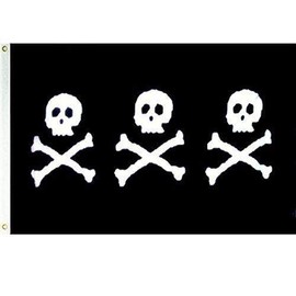 Trade Winds 2x3 Jolly Roger Pirate Christopher Chris Condent 3 Skulls Super Poly Flag 2'x3' Premium Fade Resistant