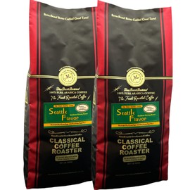 Coffee Beans 2.2 lbs (1 kg) Set, Seattle Flavored Blend, 2 LB (16.9 oz (454 g) x 2 Bags), Extra Fine Grind, 100% Arabica Coffee Beans