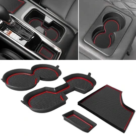 SENSHINE Cup Holder Inserts Coaster for Nissan Sentra Accessories 2025 2024 2023 2020-2022 3D Silicone Cup Holder Coaster Center Console Liners Non-Slip Mats Pad 4pcs Set (Red Trim)