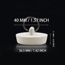 AUXBC Rubber Tub Stopper 4 Pieces, Drain Stoppers, Sink Stopper, Drain Plug Bathtub Plug, Kitchen Bathtub Odor-Proof Drain Cover Fits 1-3/8 Inch with Hanging Ring, White