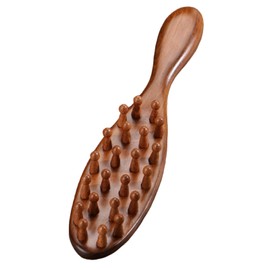 Sandalwood Loc Brush For Dreads, Wooden Round Dreadlock Scalp Comb Dread Massager Dandruff Head Curly Pro Scrubber Defining Long Teeth No Static For Wet Dry Hair Scalp Care And Hair Styling Brown