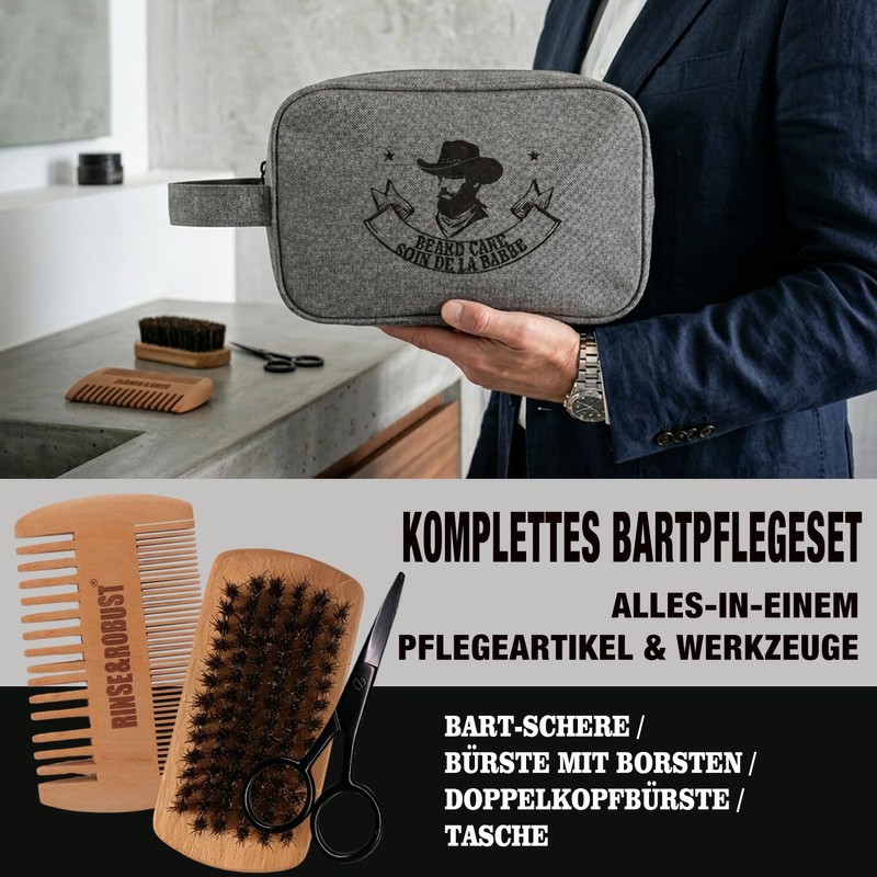 Rinse&Robust Gifts for Men - 8-Piece Beard Care Set