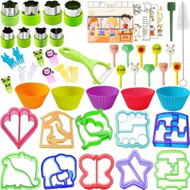 Juego de cortadores de pan para sándwich para niños, kit de accesorios de lonchera, incluye cortador de galletas de frutas y verduras, púas de comida animal