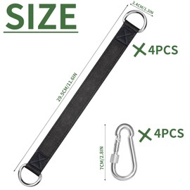 Zalizr 4 Sets Tree Swing Hanging Straps Kit, 29.5 CM/11.6 in Nylon Straps with Locking Carabiner Hooks, Holds 150kg, Secure Suspension for Swings, Hammocks, and Outdoor Play