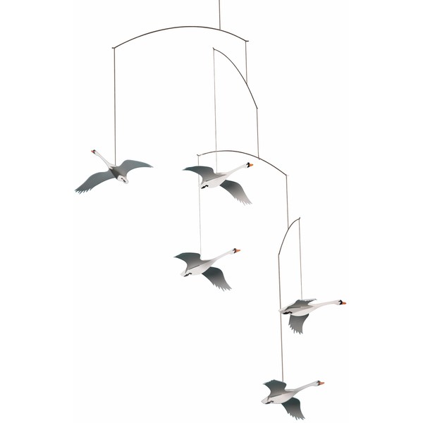 Scandinavian Swan Hanging Mobile - 22 Inches - Handmade in Denmark