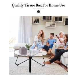 Tissue Box Cover, Jeethemy Square PU Leather Tissue Box Holder, Modern Tissue Case Facial Paper Organizer Dispenser，5X5X5'',Double Purple